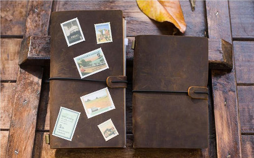 Stillettoo Brand presents Retro Traveler's Notebook Diary Journal  Handmade 100% leather, two sizes