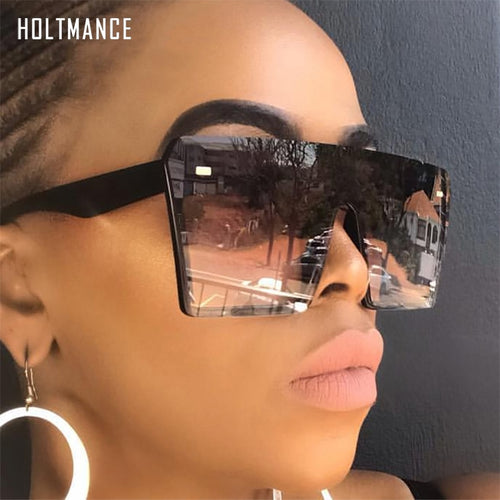 Square Oversized Sunglasses for Women Retro Big Frame UV400
