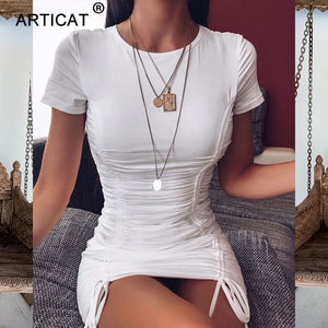 Arctic Cat White Pleated Women's Drawstring dress