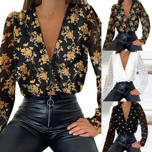 Women Ladies Floral print Loose Long Sleeve