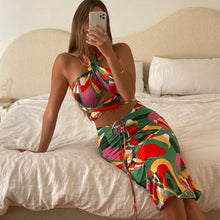 2021 sleeveless print bodycon midi dress spring summer