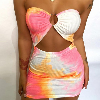 Tie Dye Print Off Shoulder Bodycon 2021