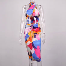 2021 sleeveless print bodycon midi dress spring summer