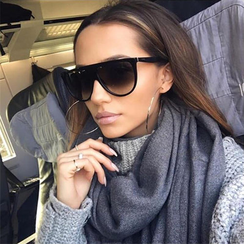 Flat Top Oversized Women Sunglasses UV400 Eyewear