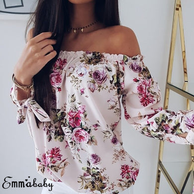 Off Shoulder elegant Floral Shirt