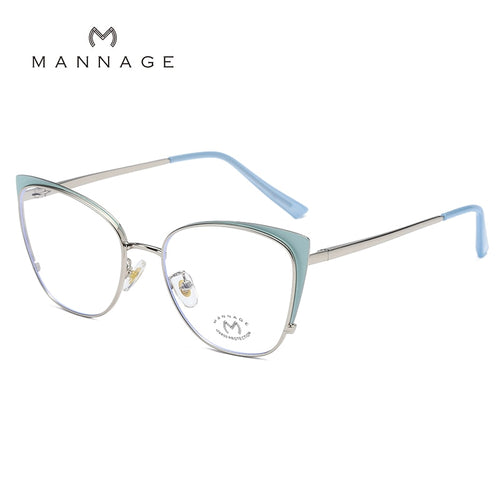 Cat Eye Metal Anti Blue Light Glass
