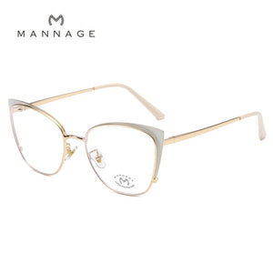 Cat Eye Metal Anti Blue Light Glass