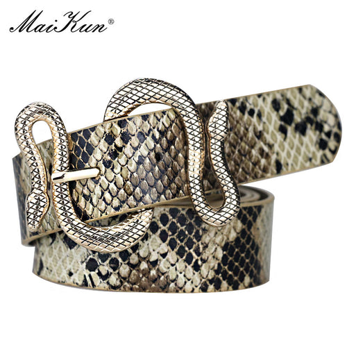 Women's Snake Shape Pin Buckle Belt High Quality Leather