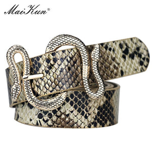 Women's Snake Shape Pin Buckle Belt High Quality Leather