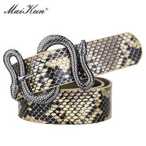 Women's Snake Shape Pin Buckle Belt High Quality Leather