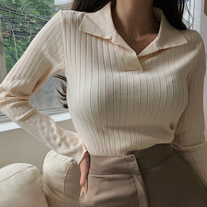 Turn-Down Collar Women's Sweater
