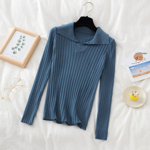 Turn-Down Collar Women's Sweater