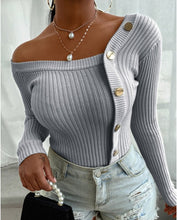 Women sexy Irregular Sweater, Long Sleeve Off Shoulder Knitwear