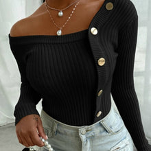 Women sexy Irregular Sweater, Long Sleeve Off Shoulder Knitwear
