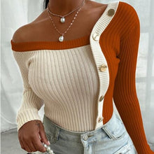 Women sexy Irregular Sweater, Long Sleeve Off Shoulder Knitwear