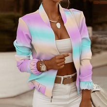 2021 Flower Print Long Sleeve Women's Bomber Jacket