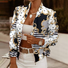 2021 Flower Print Long Sleeve Women's Bomber Jacket