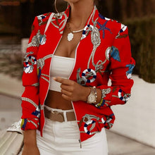 2021 Flower Print Long Sleeve Women's Bomber Jacket