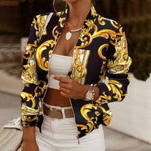 2021 Flower Print Long Sleeve Women's Bomber Jacket