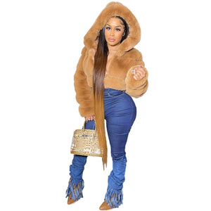 S-2XL Hooded Coat Women 2021 Winter Top Fashion Pink FAUX Fur Coat "Elegant"
