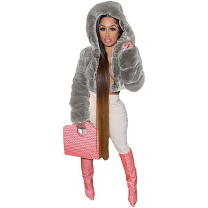 S-2XL Hooded Coat Women 2021 Winter Top Fashion Pink FAUX Fur Coat "Elegant"