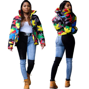 winter color camouflage printing and dyeing bread jacket
