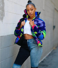 winter color camouflage printing and dyeing bread jacket
