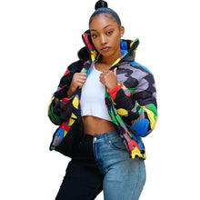 winter color camouflage printing and dyeing bread jacket