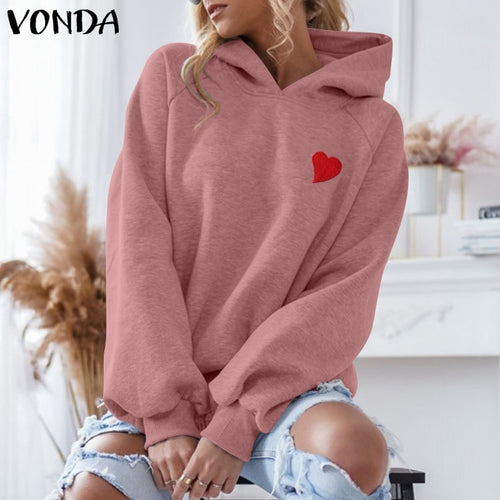 woman's long sleeve casual Heart Printed Embroidery Sweatshirt