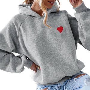woman's long sleeve casual Heart Printed Embroidery Sweatshirt