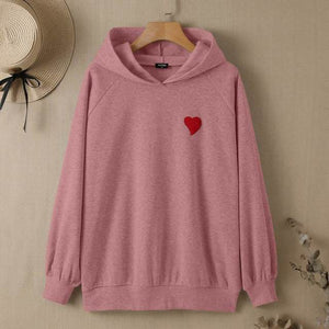 woman's long sleeve casual Heart Printed Embroidery Sweatshirt