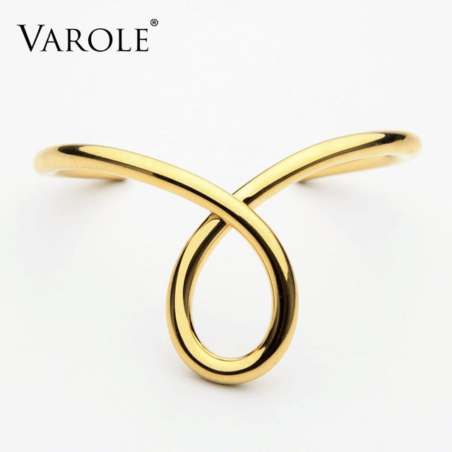 VAROLE Simple Lines Exaggerated cuff/Bangle Bracelet Gold/Silver