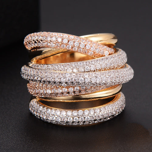 Monaco Twist Lines Geometry Cubic Zironium ring