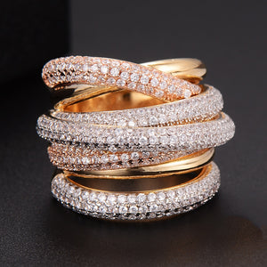 Monaco Twist Lines Geometry Cubic Zironium ring