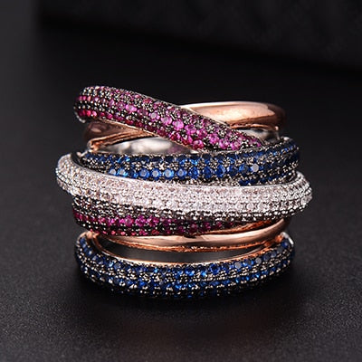 Monaco Twist Lines Geometry Cubic Zironium ring