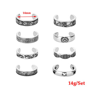 8Pcs/Set Adjustable Knuckle Foot Rings