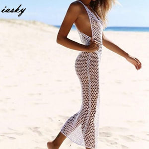 2020 Knitted beach fish net dress / swimsuit cover up
