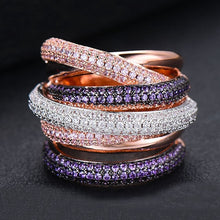 Monaco Twist Lines Geometry Cubic Zironium ring