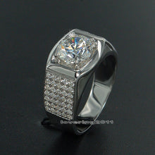 Men Engagement Band ring Round 4ct Stone 5A Zircon Cz 925 Sterling Silver