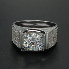 Men Engagement Band ring Round 4ct Stone 5A Zircon Cz 925 Sterling Silver